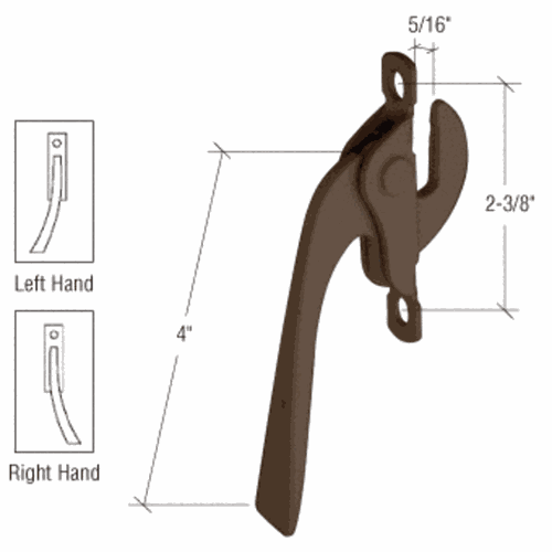 CRL H3543 Bronze Left-Hand Casement Window Lock - 2-3/8