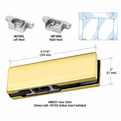 CRL PH10ERBR Brass RH North American Bottom Door Patch Fitting