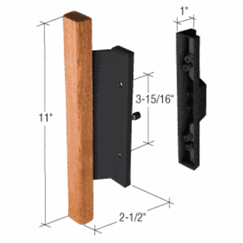 CRL C1091 Wood/Black Mortise Handle, 3-15/16
