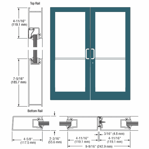 CRL SF42871 U.S. Aluminum Custom KYNAR IG500 Series StormFront Geared Hinged Entrance