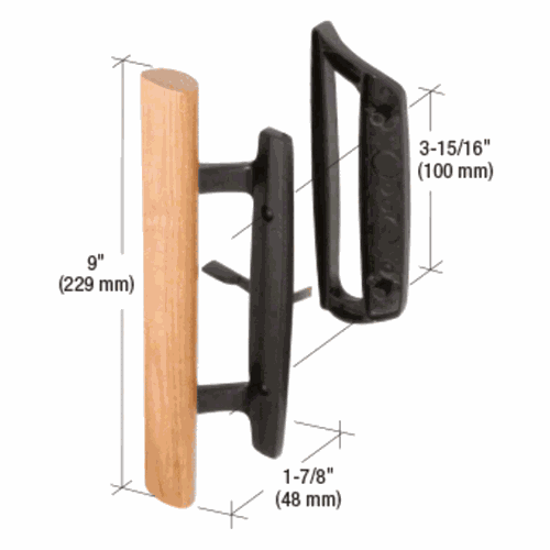 CRL C1131 Mortise-Style Handle, Wood/Black, 3-15/16