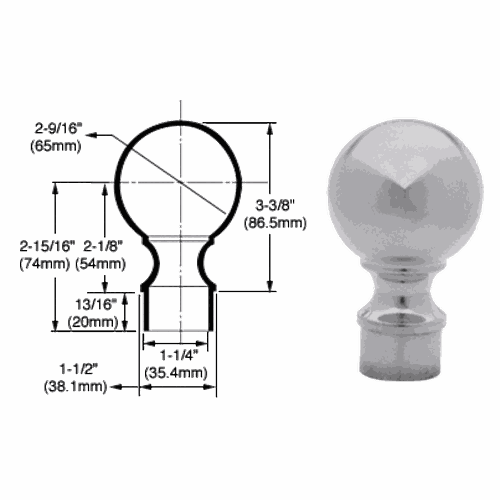 CRL SA381BS Brushed Stainless Steel Ball End Cap for 1.5