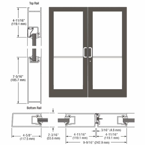 CRL SF42522 U.S. Aluminum IG500 Dark Bronze/Black Anodized Custom StormFront Entrance Doors