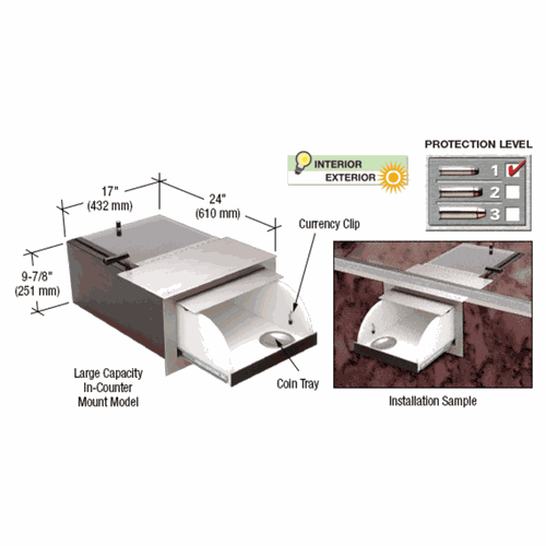 CRL TD1724 Counter-Mounted Transaction Drawer, Large Capacity
