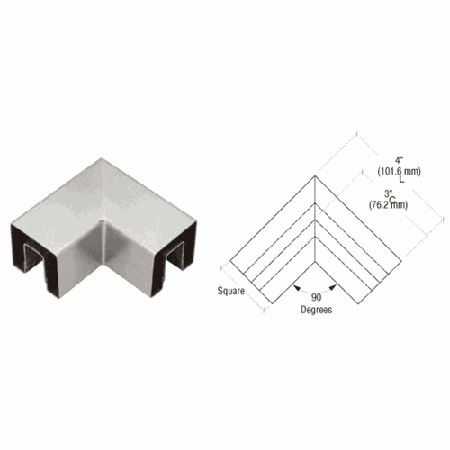 CRL GRSC20HBS Brushed Stainless 90 Square Cap for Horizontal Corners