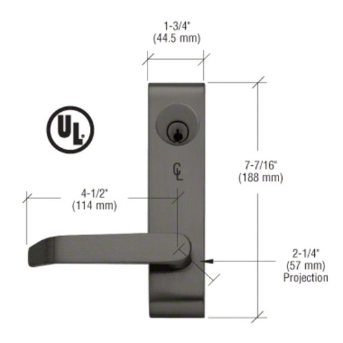 CRL 9500LVNL02313 Dark Bronze Jackson Locking Flat Lever Trim with Night Latch