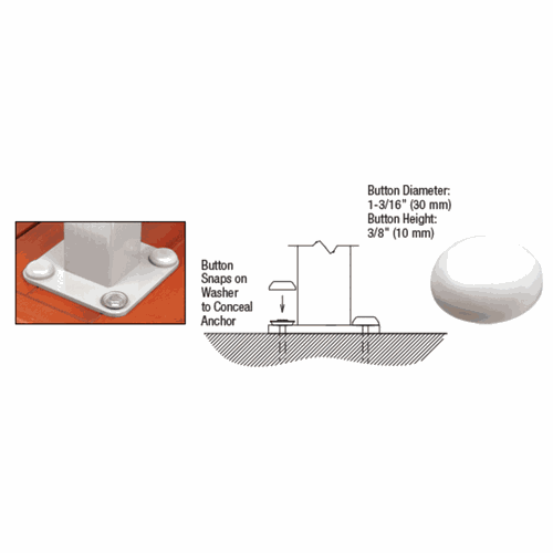CRL BTN1W Sky White Bolt Cover Buttons