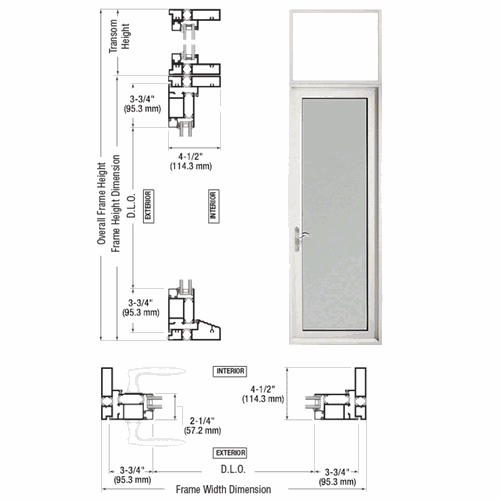 CRL TND91252L0 Custom Series 900 White KYNAR Left Swing Terrace Door with Transom Frame
