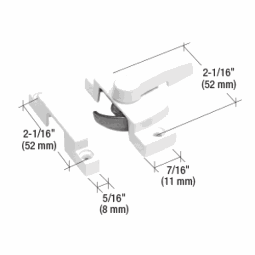 CRL F2588 White Window Sash Lock, 2-1/16