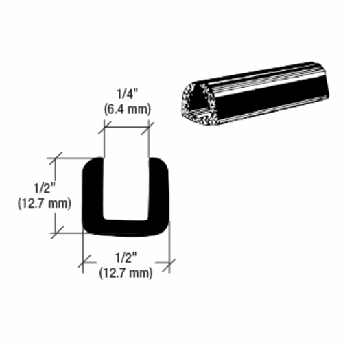 CRL AV876 Rubber Glazing Channel for 1/4