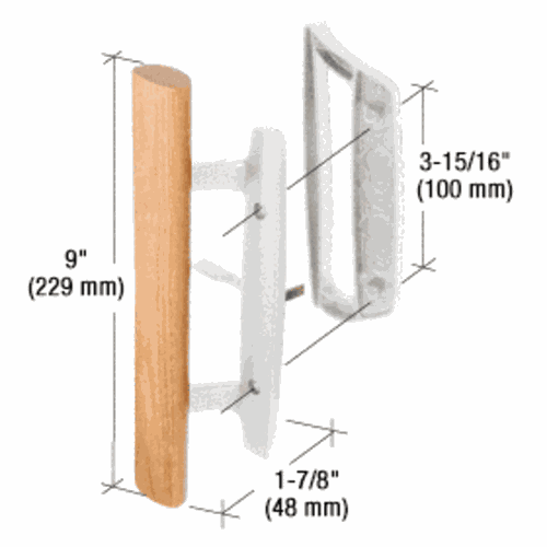CRL C1204 Wood/White Mortise Handle, 3-15/16