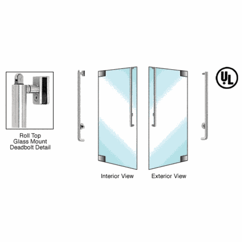CRL DBR160J3G1BS Blumcraft Brushed Stainless Right Hand Reverse Roll Top Glass Mount Deadbolt