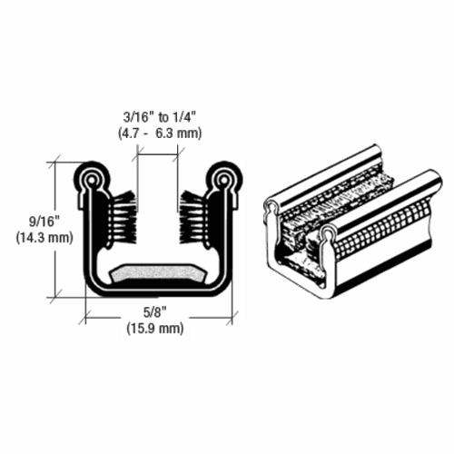 CRL Y52660 Y526 Flexible Universal Channel with Pile Felt Liner - 60