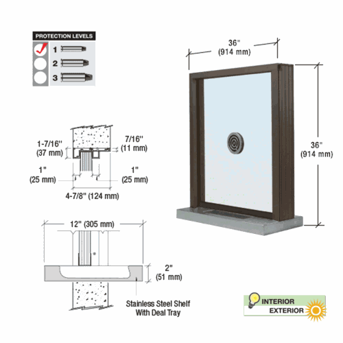 CRL S1EW3636DU Duranodic Bronze Anodized Bullet-Resistant 36
