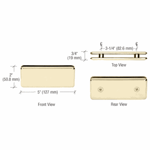CRL BGC180ULBR Unlacquered Brass Beveled 180 Glass-to-Glass Clamp