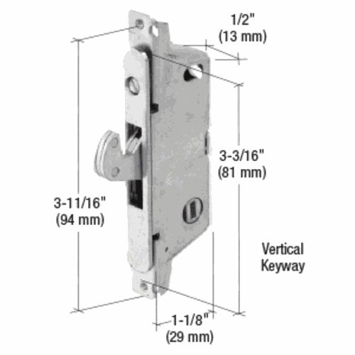 CRL E2185 Stainless Steel Round End Face Plate Mortise Lock for Adams Rite Doors
