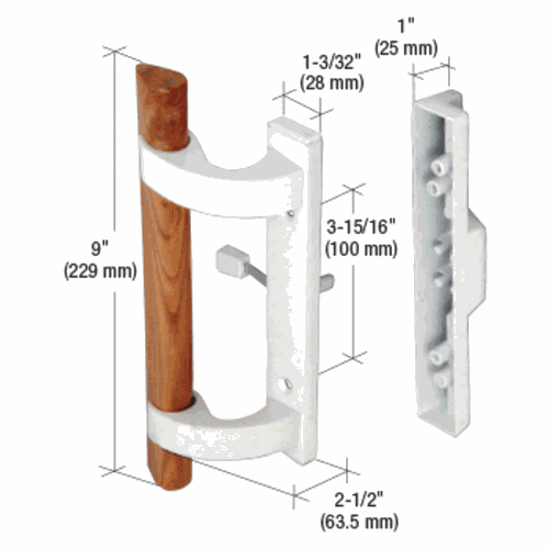 CRL C1128 Wood/White Mortise Handle, 3-15/16