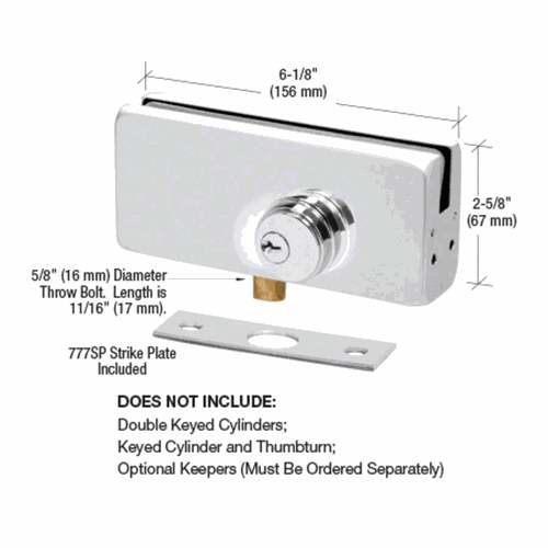 CRL AMR215PS Polished Stainless AMR215 Series Patch Lock