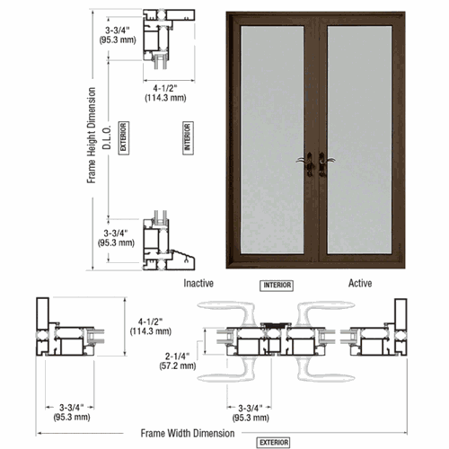 CRL TD92522P0 U.S. Aluminum Class I Bronze Black Anodized Series 900 Swing Out Door Pair