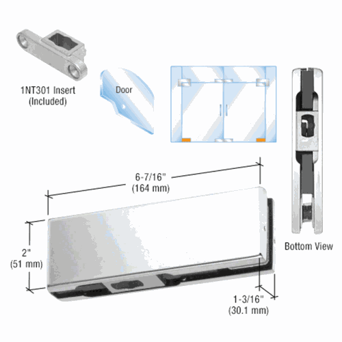 CRL PH10CPS Polished Stainless Steel Bottom Door Patch with 1NT301 Insert