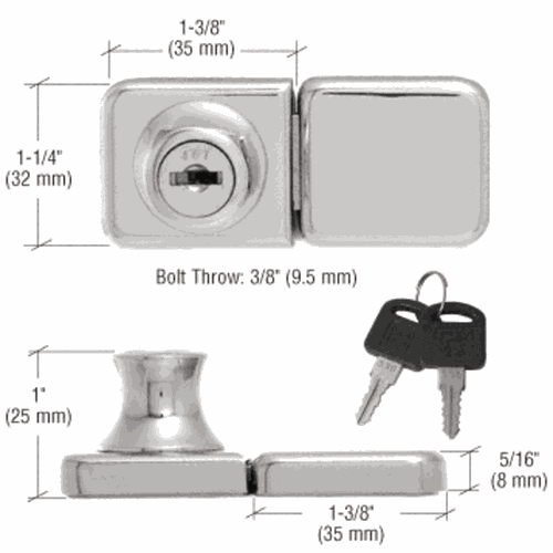CRL UV417CH Chrome UV Bond Classic Glass Door Lock Keeper for Double Doors