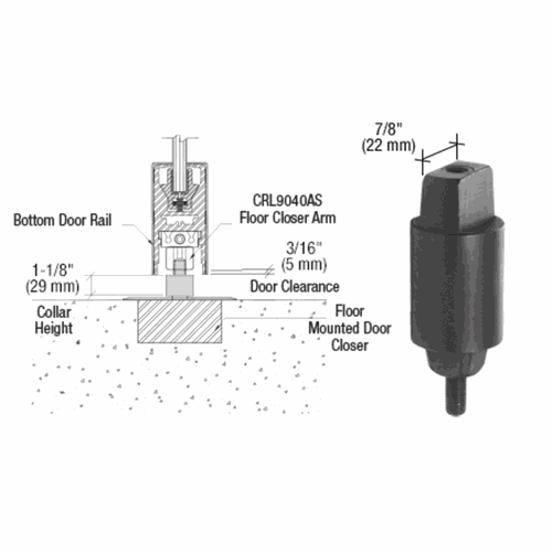 CRL 9040S28 Floor-Mounted Closer, 1-1/8