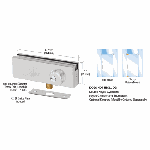 CRL AMR205A Satin Anodized AMR Series Patch Lock