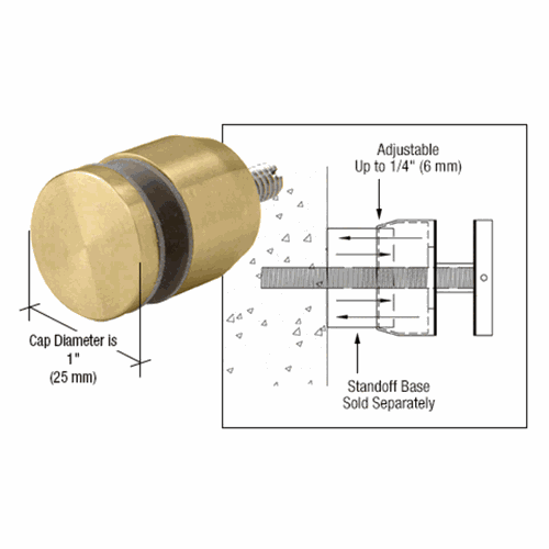 CRL ADJCAP34BR Brass Adjustable Standoff Cap for 3/4