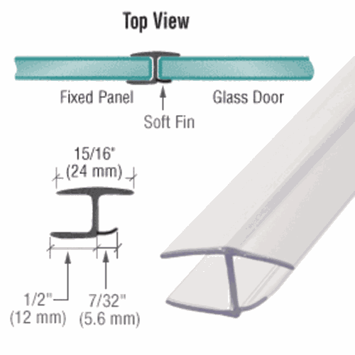 CRL P338HWS Polycarbonate H-Jamb 180 with Soft Fin for 3/8
