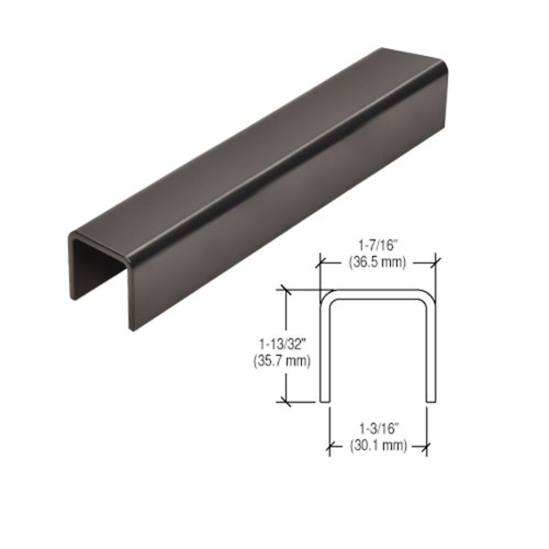 CRL L10MBL Matte Black U-Channel Cap for 21.52mm Glass, 3m Length