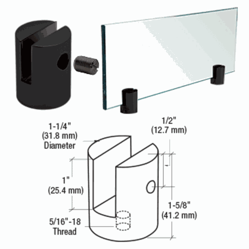 CRL SM14MBL Matte Black Slot Mount Standoff for 1/4