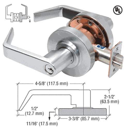 CRL D80STR Brushed Chrome Grade 1 Heavy-Duty Storeroom Lever Lockset - Schlage 6-Pin
