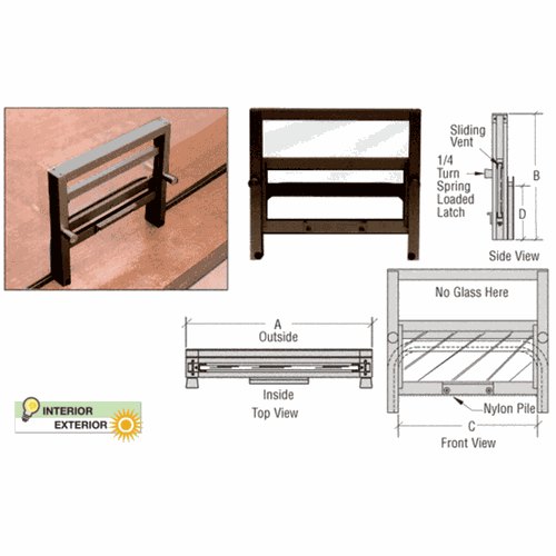CRL 701DU Duranodic Bronze Anodized Vertical Sliding Ticket Window, 8.25