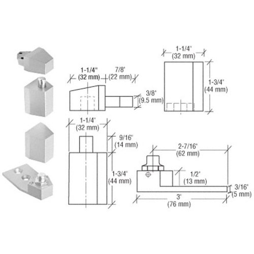 CRL 0P27NHA Aluminum Reversible Offset Pivot Set for Flush Frame Installation