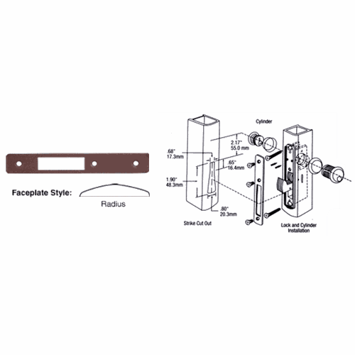 CRL DL2132DU Dark Bronze Radius Faceplate for DL2130 Hook Throw Deadlocks