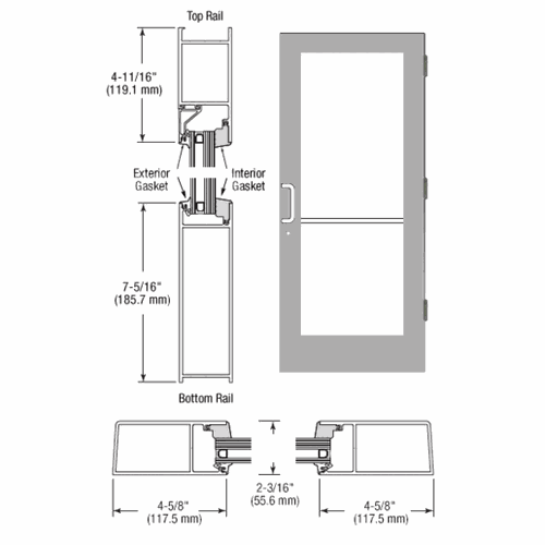 CRL SF61552 U.S. Aluminum White KYNAR Paint IG600 Hurricane Series Single Butt Hinge Door