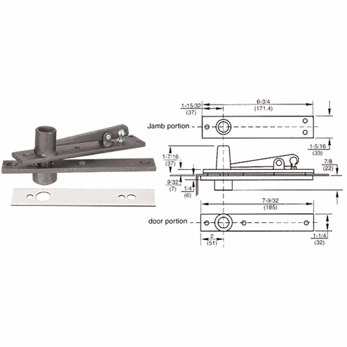 CRL H340PC Rixson Heavy-Duty Center-Hung Top Pivot with Chrome Cover Plate
