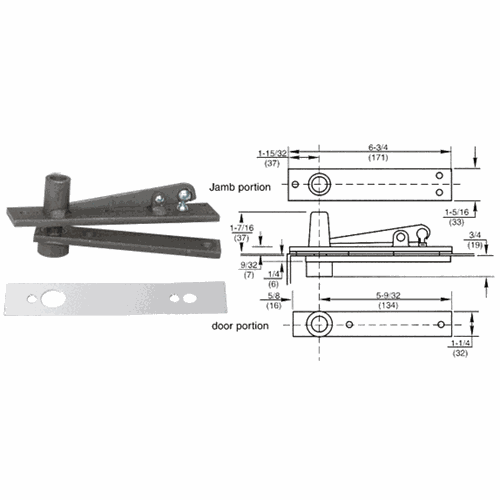 CRL 340PC Rixson Center-Hung Top Pivot with Chrome Cover Plate