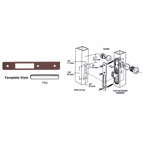 CRL DL2131DU Dark Bronze Flat Faceplate for DL2130 Hook Throw Deadlocks