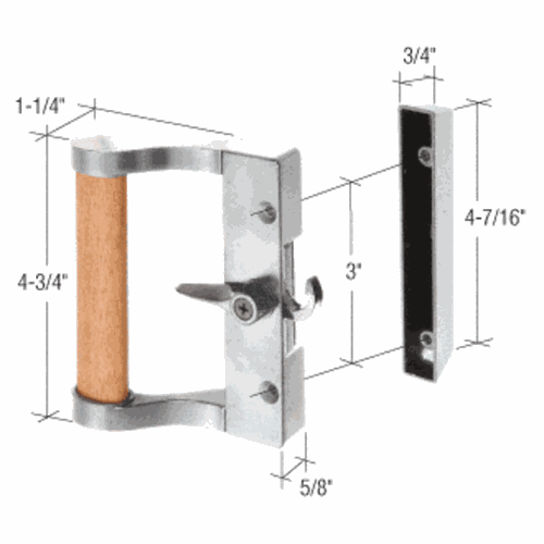 CRL C1023 Aluminum/Wood Hook Surface Mount Handle with 3