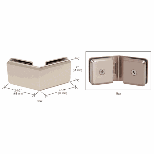 CRL BGC135PN Polished Nickel Beveled 135 Glass-to-Glass Clamp