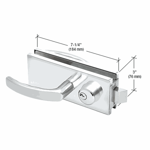 CRL AMR900PS Polished Stainless Glass Latch with Lock, Thumbturn Lever Handles