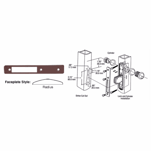 CRL DL2112DU Dark Bronze Radius Faceplate for DL2110 Long Throw Deadlocks
