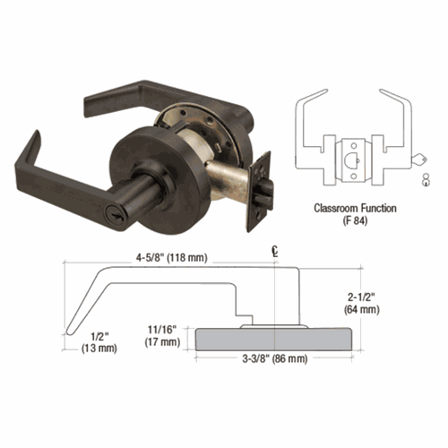 CRL D90CLS0RB Schlage Oil Rubbed Bronze Grade 1 Classroom Lever Lockset 6-Pin