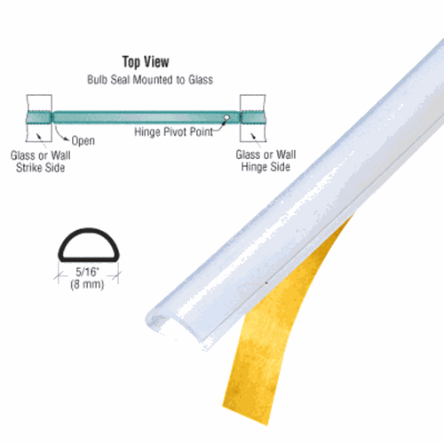 CRL S1LBT2 Translucent Silicone Bulb Seal with Pre-Applied Tape