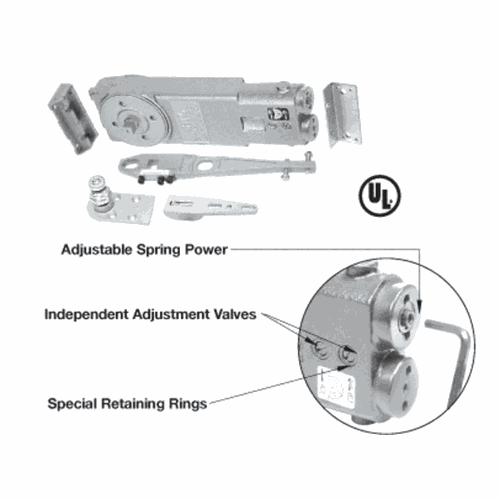 CRL 8762S 90 No Hold Open Adjustable Concealed Door Closer S-Package