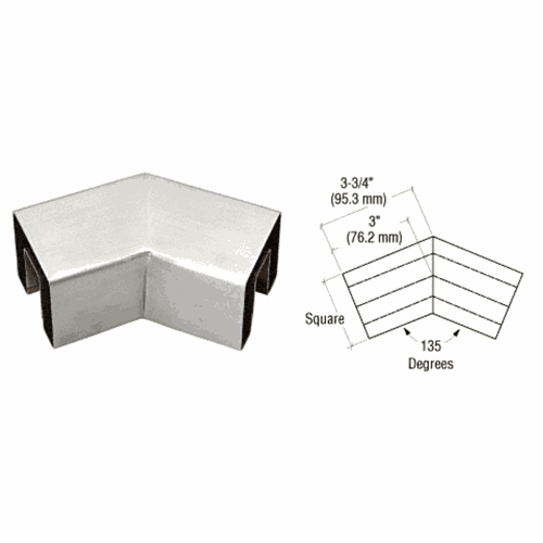 CRL GRSC15H3BS Brushed Stainless 135 Corner Square Cap for Horizontal Corners