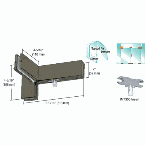 CRL PH41RDU Dark Bronze Right-Hand Sidelite Transom Patch with Support Fin and Insert