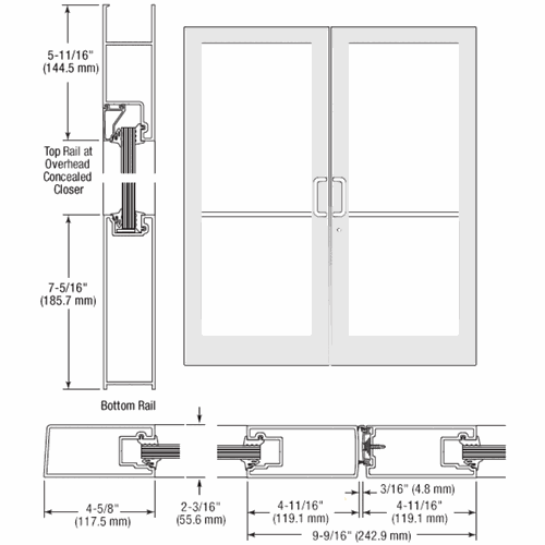CRL SF42952 U.S. Aluminum White KYNAR IG500 Custom Pair StormFront Geared Hinged Entrance