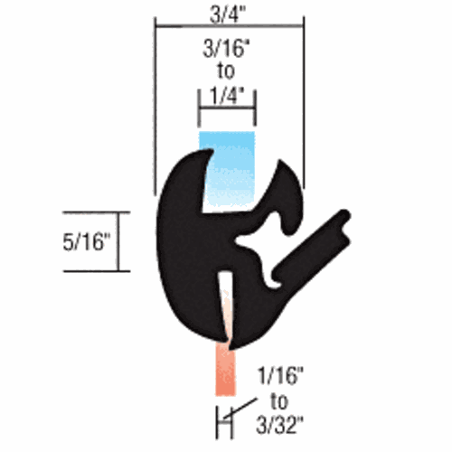 CRL AS1615 Universal Self-Sealing Weatherstrip for 1/16